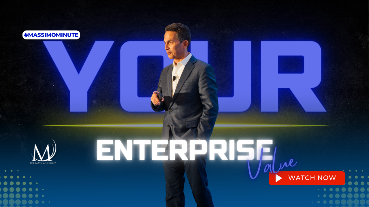 Rod Santomassimo Stands in front of a blue background with Neon Letters that say, "Your Enterprise Value."