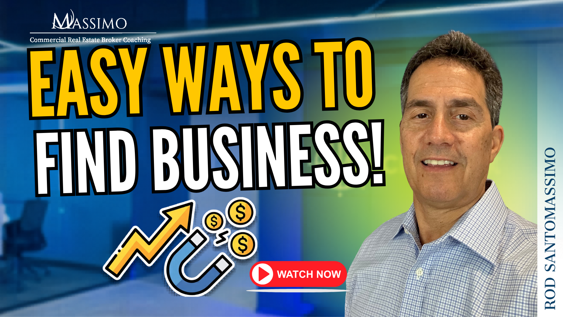 For the image you have selected in your media library (MassimoCon-Testi-July-12.png), here are a few alt text options that balance accessibility and SEO for your new blog post: Recommended Alt Text Massimo Group graphic titled "Easy Ways to Find Business!" featuring a commercial real estate broker overlooking a city skyline.