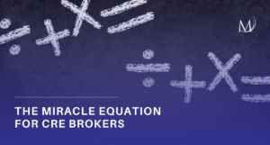 A dark blue graphic featuring a chalk-style illustration of Hal Elrod’s Miracle Equation formula: "Unwavering Faith" plus "Extraordinary Effort" equals "Miracles", set against a background of faint mathematical equations and diagrams.