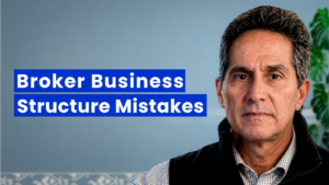 Strategic business graphic showing three major business structure mistakes that cost commercial real estate brokers money and long-term growth.